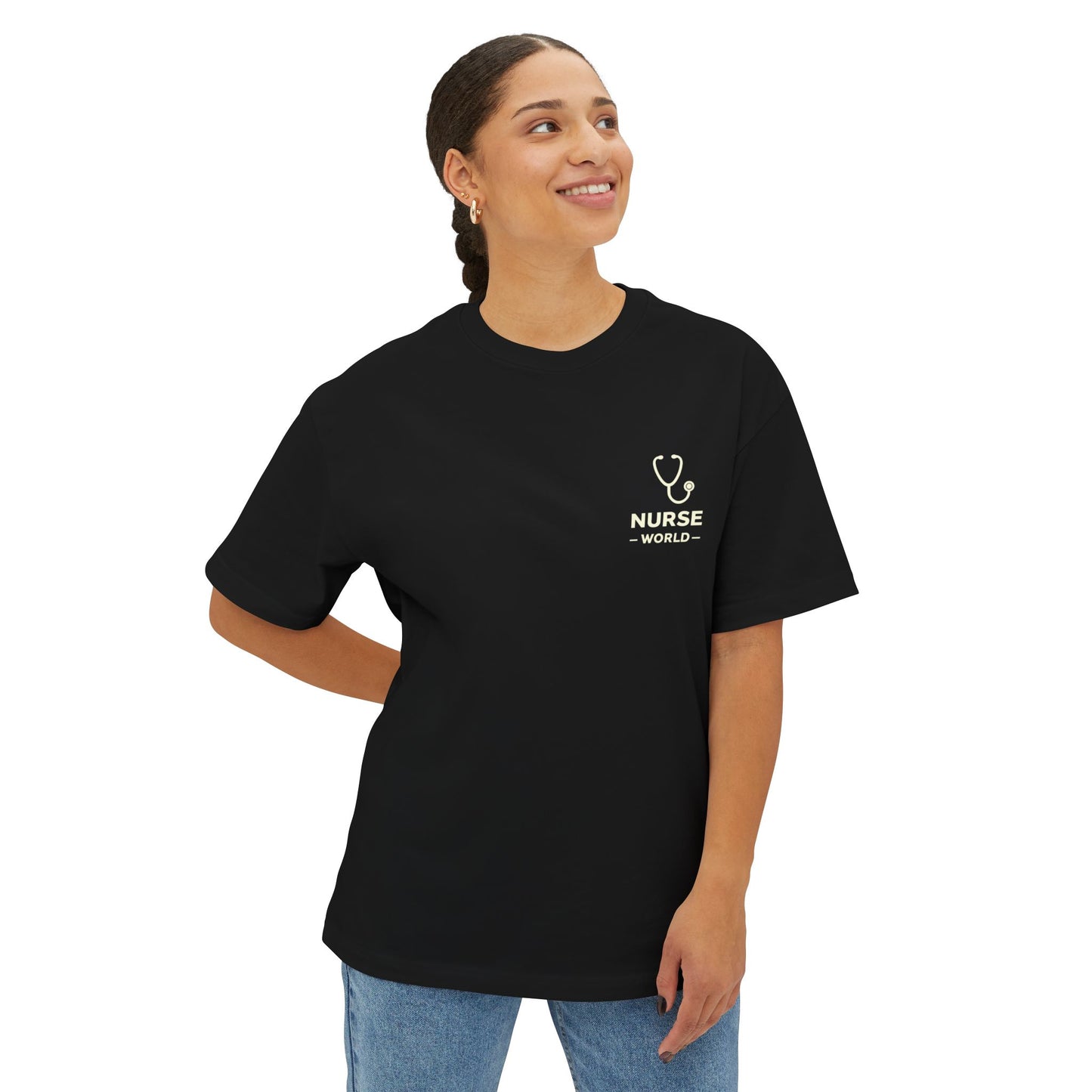 Future Nurse Tee — 'NURSE WORLD' Chest Logo, Back 'FUTURE NURSE' Inspirational Shirt
