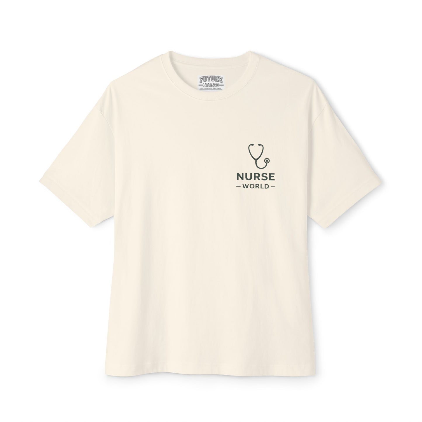 Future Nurse Tee — 'NURSE WORLD' Chest Logo, Back 'FUTURE NURSE' Inspirational Shirt
